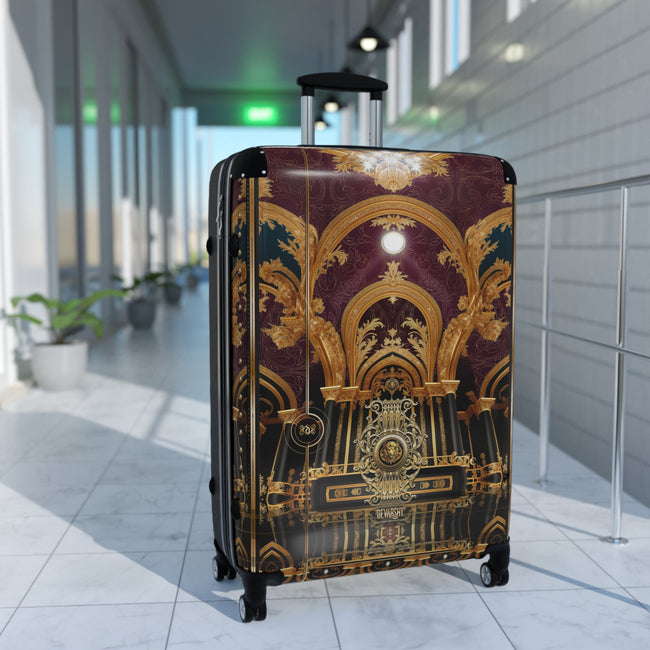 Baroque Burgundy Suitcase Golden Arch Luggage Carry-on Suitcase Hard Shell Suitcase with Wheels | D20218C