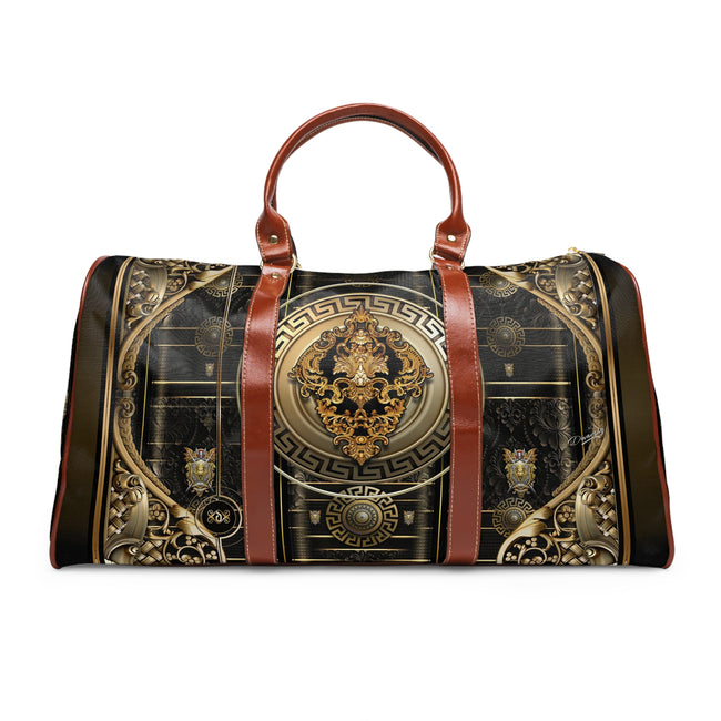 Adventure Awaits: Buy our Faux Leather Bag Black Beauty Baroque Travel Bag Golden Decorative Luggage | 100356