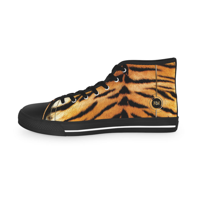 Tiger Print Shoes, Trendy High Top Sneakers, Fashionable Shoes, Animal Print Sneakers, Unisex Canvas Shoe, Tiger Print Sneakers | 100178