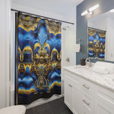 Baroque Bliss Shower Curtain Blue Gold Curtain Bathroom Curtain | D20157