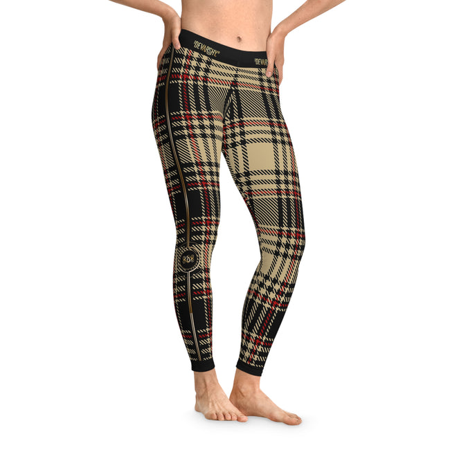 Brown Tartan Plaid Leggings Women Spandex Leggings Casual Wear Leggings Brown Check Leggings Women Lounge Wear