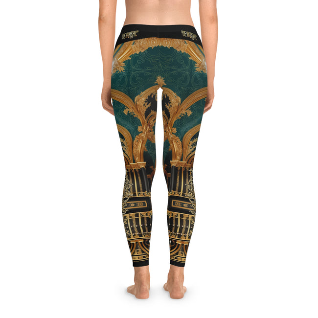 Emerald Green Leggings Women Decorative Baroque Leggings Casual Wear Women Spandex Leggings | D20225