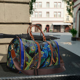 Capture Attention with Stunning PEACOCK Print Travel Bag Faux Leather Bag Beautiful Peacock Luggage Duffle Bag | D20029