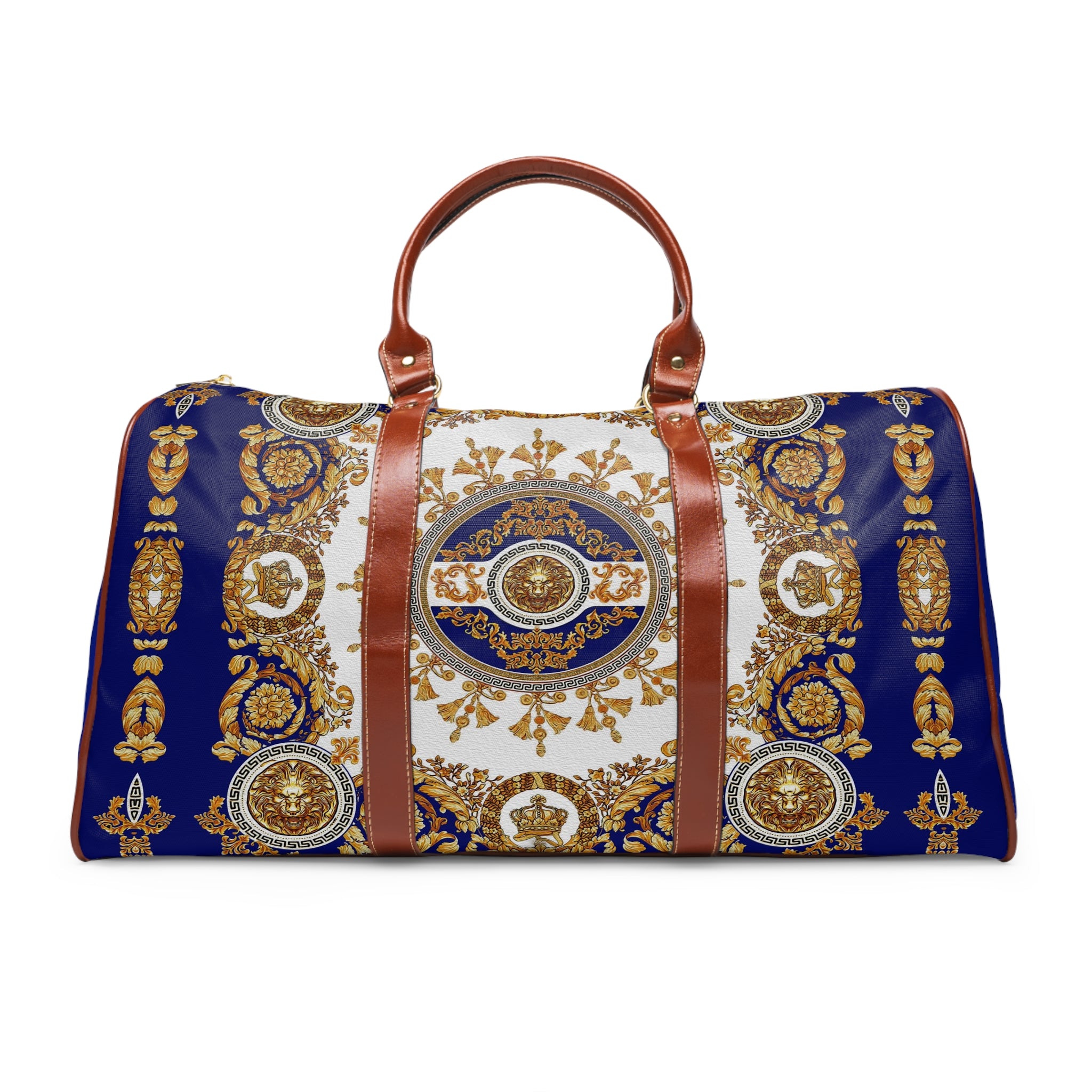 Effortless Elegance Baroque PU Leather Bag Golden Lion Duffle Bag Royal  Blue Travel Bag Faux Leather Luggage, 0017