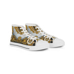 Majestic Baroque Shoes, Unisex High Top Sneakers, Decorative Canvas Shoes, Golden Baroque Sneakers, Trendy Unisex Shoes, Best Selling Sneakers | D20193