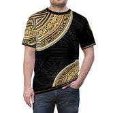 Asymmetrical Mandala T-Shirt Unisex Tee All Over Print T-Shirt Gold Mandala Tee Unisex T-Shirt Black T-Shirt