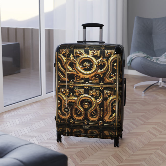 Golden Dragon Suitcase Carry-on Suitcase Gold Dragon Luggage Hard Shell Suitcase in 3 Sizes  | D20173