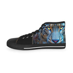 Blue Leopard Print Shoes, Unisex High Top Sneakers, Trendy Animal Print Shoes, Unisex Canvas Shoes, Fashionable Leopard Print Sneakers | 104964