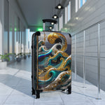 Turquoise Waves Suitcase Decorative Waves Luggage Luxury Carry-on Suitcase Premium Hard Shell Wheels Suitcase  | X3351B