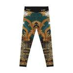 Emerald Green Leggings Women Decorative Baroque Leggings Casual Wear Women Spandex Leggings | D20225