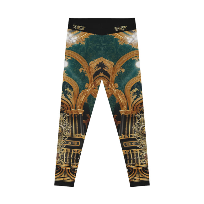 Emerald Green Leggings Women Decorative Baroque Leggings Casual Wear Women Spandex Leggings | D20225