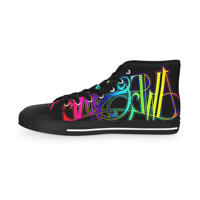 Awesome Graffiti Shoes, Unisex High Top Sneakers, Printed Canvas Shoes, Cool Colorful Shoes, Unisex Sneakers, Rainbow Colors Shoes