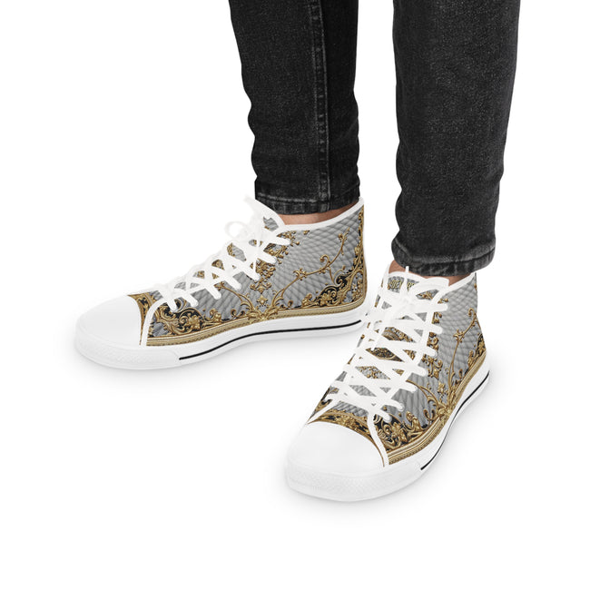 Gorgeous Baroque Shoes, Trendy High Top Sneakers, Unisex Canvas Shoes, Fashionable Sneakers, Baroque Canvas Shoes, Grey Sneakers | 104949