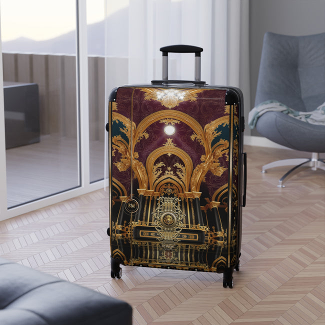 Baroque Burgundy Suitcase Golden Arch Luggage Carry-on Suitcase Hard Shell Suitcase with Wheels | D20218C