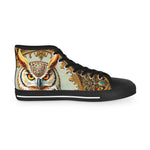 Owl Print Canvas Shoes, Unisex High Top Sneakers, Trendy Canvas Shoes, Baroque Owl Sneakers, Hi Tops Canvas Shoes, Unisex Sneakers | X3494