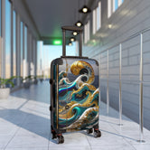 Turquoise Waves Suitcase Decorative Waves Luggage Luxury Carry-on Suitcase Premium Hard Shell Wheels Suitcase  | X3351B