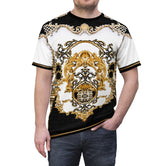 Amber Room T-Shirt Unisex All Over Print Tee Decorative Baroque T-Shirt Unisex Black And White Tee | 100355A