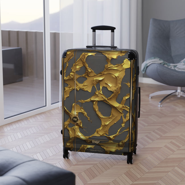 Molten Gold Suitcase Gold Print Luggage Premium Hard Shell Carry-on Suitcase Luxury Wheels Travel Suitcase | X3350