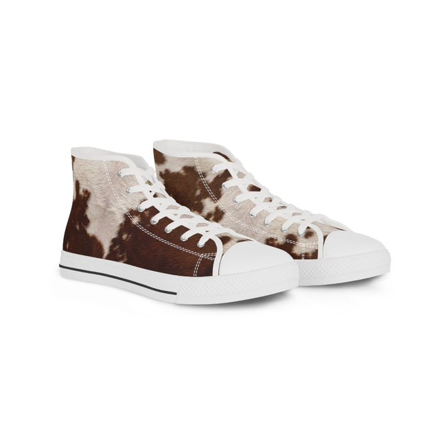 Cow Print Shoes, Best Selling High Top Sneakers, Unisex Canvas Shoes, Animal Print Sneakers, Cow Hide Shoes, Cow Print Sneakers, Unisex Hi Tops Shoes | 11222