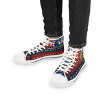 US Veteran Shoes, Trendy High Top Sneakers, American Patriot Shoes, Unisex Canvas Shoes, Blue and Red Sneakers, High Tops Shoes | D20154