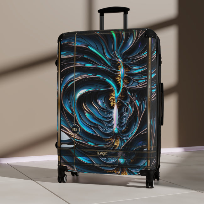 ABSTRACT Teal Suitcase Carry-on Suitcase Sci-fi Futuristic Luggage Hard Shell Travel Suitcase in 3 Sizes | D20177
