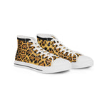 Leopard Print Shoes, Trendy High Top Sneakers, Animal Print Shoes, Fashionable Canvas Shoes, Unisex Sneakers, Leopard Print Shoes | 100167