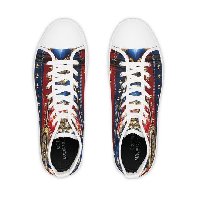 US Veteran Shoes, Trendy High Top Sneakers, American Patriot Shoes, Unisex Canvas Shoes, Blue and Red Sneakers, High Tops Shoes | D20154