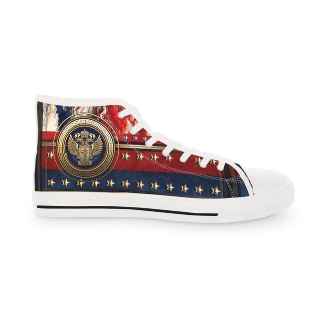 US Veteran Shoes, Trendy High Top Sneakers, American Patriot Shoes, Unisex Canvas Shoes, Blue and Red Sneakers, High Tops Shoes | D20154