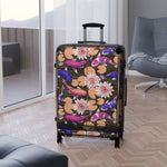 Violet Koi Fish Suitcase Carry-on Suitcase Fish & Floral Travel Luggage Hard Shell Koi Fish Suitcase | D20018