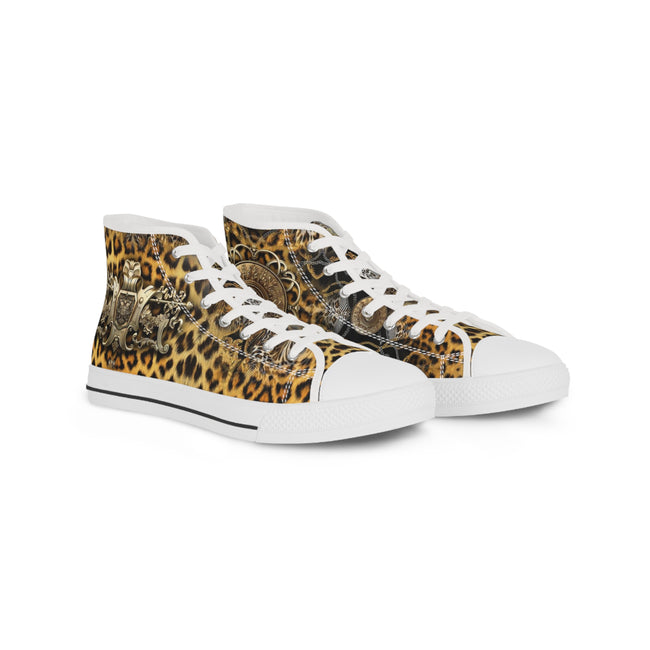 Leopard Print Shoes, Trendy High Top Sneakers, Animal Print Shoes, Unisex Canvas Shoes, Leopard Print Sneakers, Unisex Hi Tops Canvas Shoes | 006