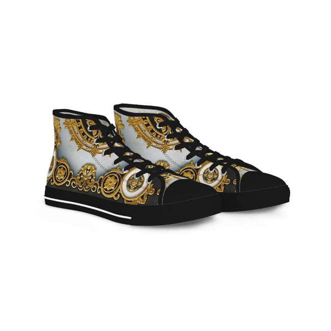 Majestic Baroque Shoes, Unisex High Top Sneakers, Decorative Canvas Shoes, Golden Baroque Sneakers, Trendy Unisex Shoes, Best Selling Sneakers | D20193