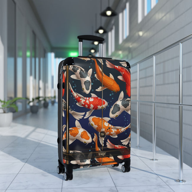 Colorful Koi Fish Suitcase Carry-on Suitcase Fish Print Travel Luggage Good Vibes Koi Fish Hard Shell Suitcase | D20018B