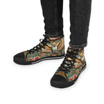 Owl Florals Shoes, Unisex High Top Sneakers, Trendy Canvas Shoes, Owl Print Footwear, Unisex Canvas Shoes, Owl Florals Sneakers, High Top Shoes | X3496