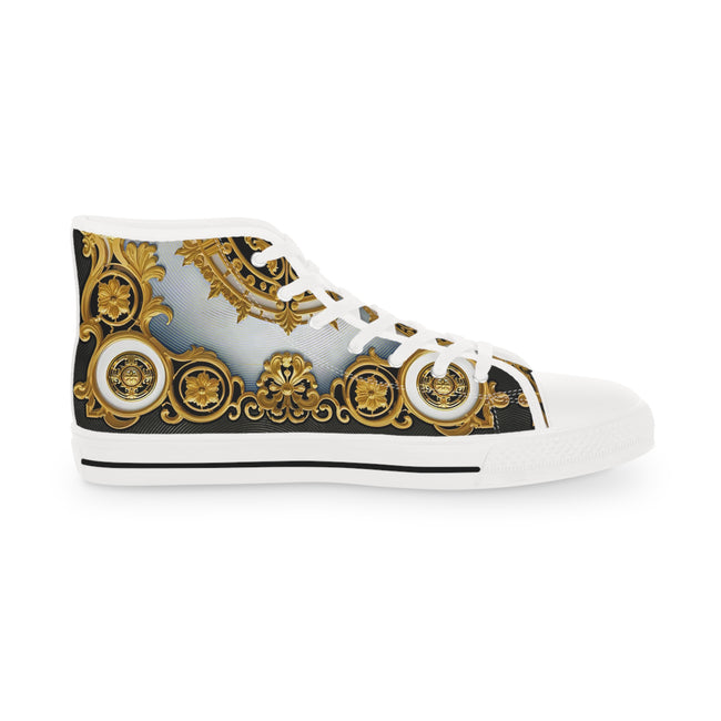 Majestic Baroque Shoes, Unisex High Top Sneakers, Decorative Canvas Shoes, Golden Baroque Sneakers, Trendy Unisex Shoes, Best Selling Sneakers | D20193