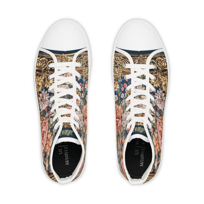 Baroque Fleur Shoes, Unisex High Top Sneakers, Floral Print Shoes, Baroque Florals Shoes, Unisex Canvas Shoes, Florals Sneakers | 104941