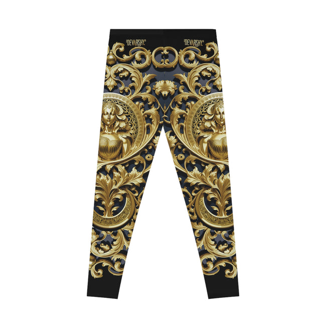 Baroque Angel Leggings Women Spandex Leggings Casual Wear Decorative Golden Leggings Women Lounge Wear | X3451