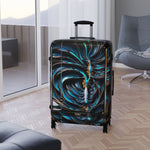 ABSTRACT Teal Suitcase Carry-on Suitcase Sci-fi Futuristic Luggage Hard Shell Travel Suitcase in 3 Sizes | D20177