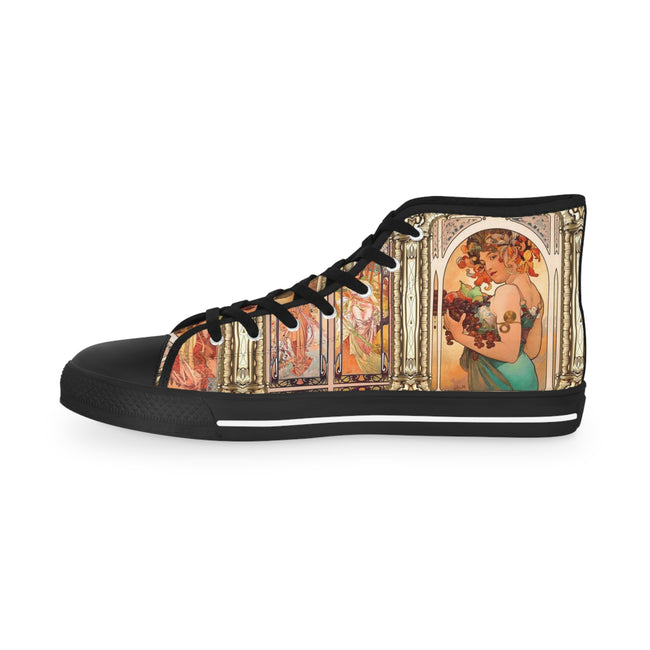 Mucha Art Canvas Shoes, High Top Sneakers, Unisex Canvas Shoes, Art Nouveau Sneakers, Trendy Hi Tops Shoes, Unisex Sneakers | 99005B