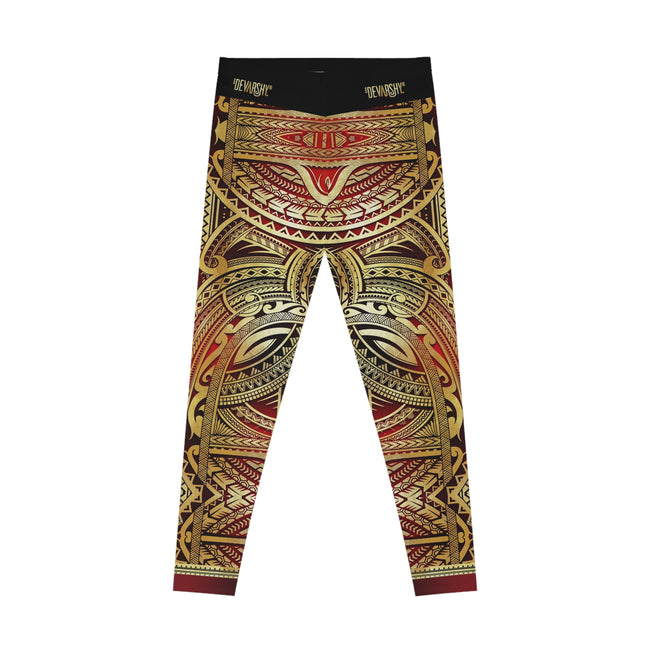 Burgundy Leggings Polynesian Art Leggings Women Sports Wear Spandex Leggings Women Red Lounge Wear | 100531