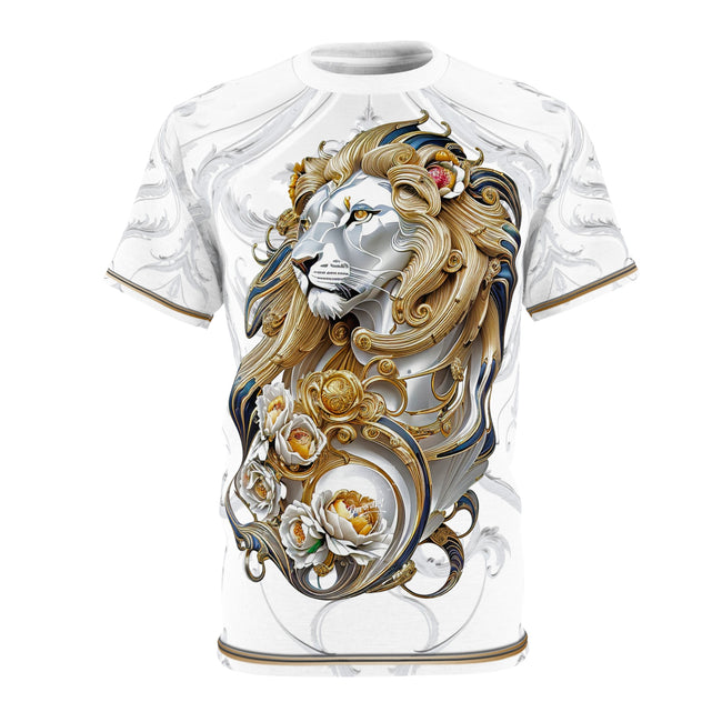 Gold Lion White T-Shirt Unisex All over Print Tee Baroque Lion Unisex T-Shirt | D30001