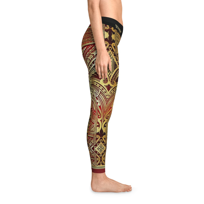 Burgundy Leggings Polynesian Art Leggings Women Sports Wear Spandex Leggings Women Red Lounge Wear | 100531