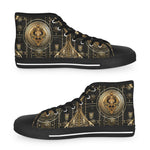 Baroque Beauty Shoes, Trendy High Top Sneakers, Golden Baroque Shoes, Unisex Canvas Shoes, Baroque Beauty Sneakers, Unisex Hi Tops Shoes | 100356