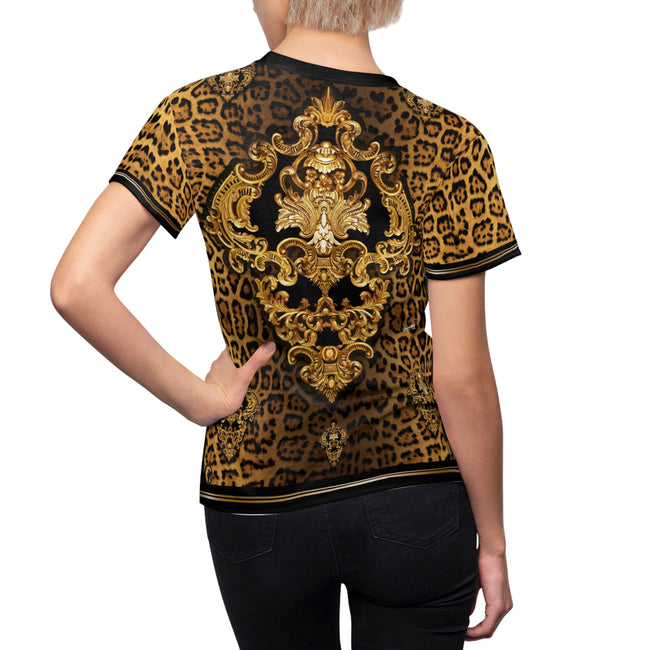Leopard Print T-Shirt Unisex Tee Gold Medallion T-Shirt Animal Print Tee | 100167