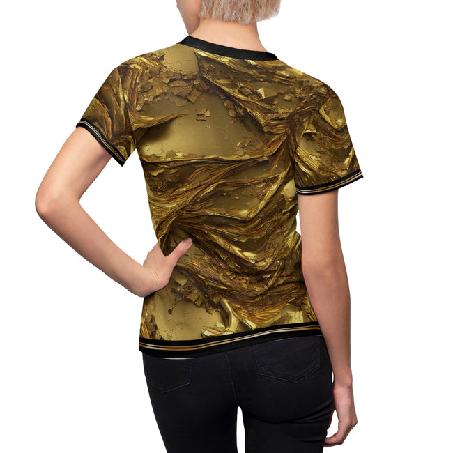 Waves of Gold T-Shirt Unisex Tee All Over Print T-Shirt Unisex Gold Print Tee | X3347