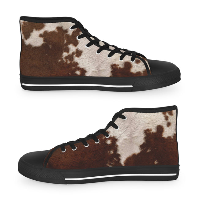 Cow Print Shoes, Best Selling High Top Sneakers, Unisex Canvas Shoes, Animal Print Sneakers, Cow Hide Shoes, Cow Print Sneakers, Unisex Hi Tops Shoes | 11222