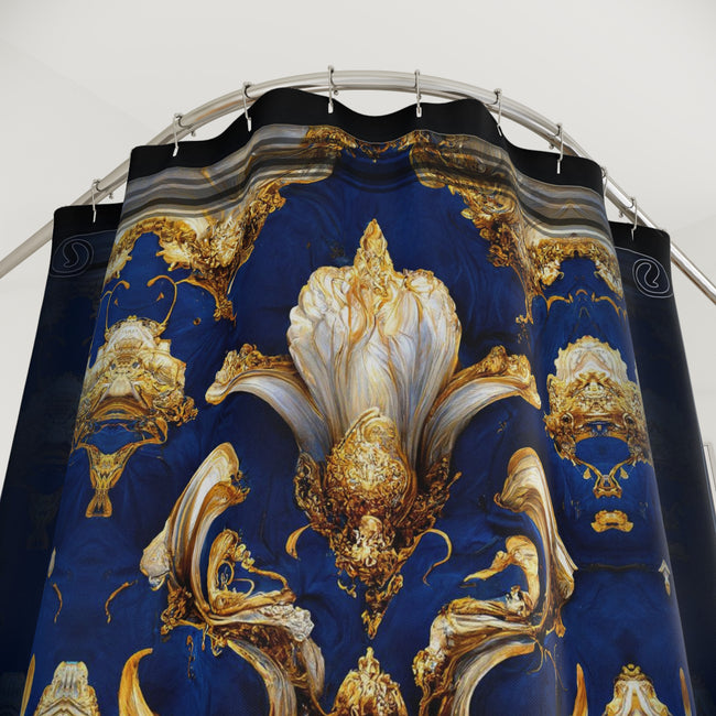 Baroque Fleur Shower Curtain Decorative Blue Curtain Bathroom Curtain | D20154