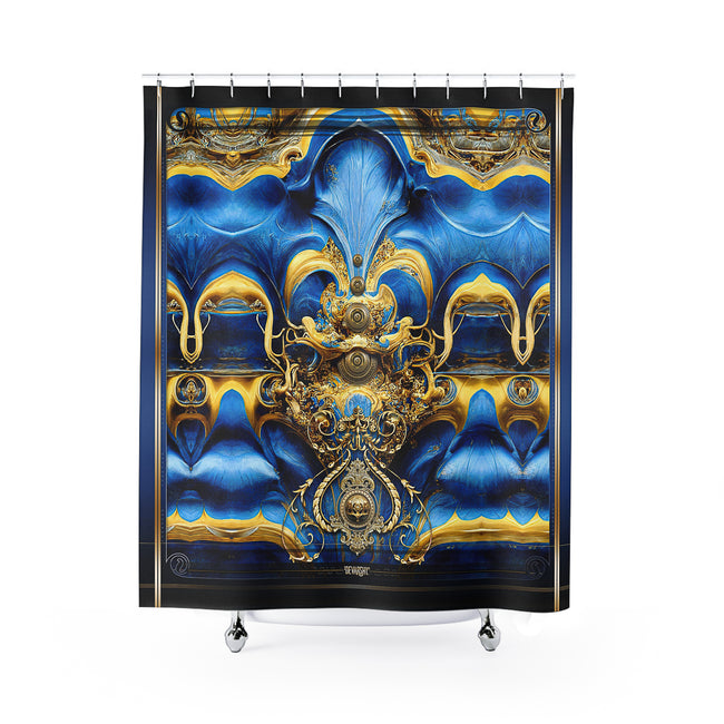 Baroque Bliss Shower Curtain Blue Gold Curtain Bathroom Curtain | D20157