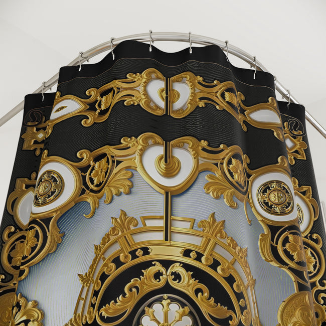 Majestic Baroque Shower Curtain Decorative Golden Curtain Bathroom Curtain | D20193