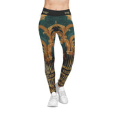 Emerald Green Leggings Women Decorative Baroque Leggings Casual Wear Women Spandex Leggings | D20225