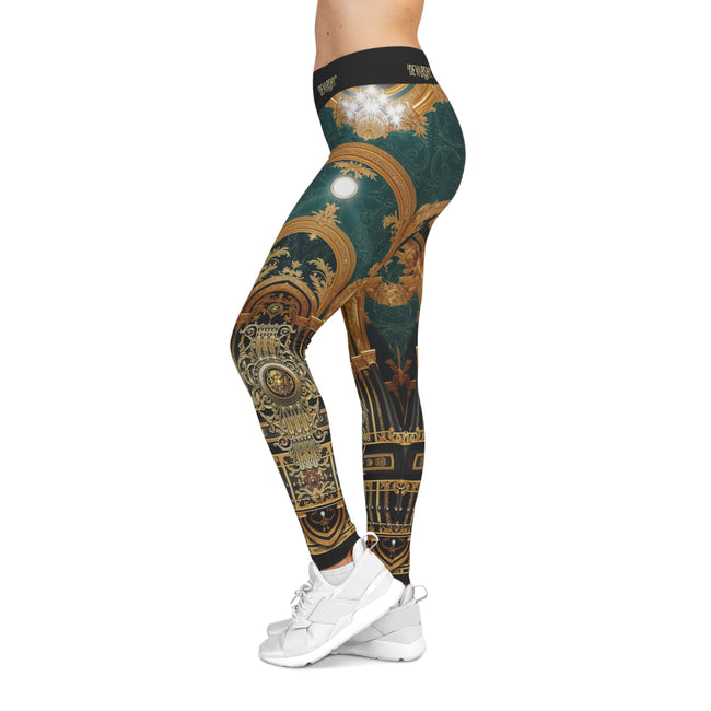 Emerald Green Leggings Women Decorative Baroque Leggings Casual Wear Women Spandex Leggings | D20225